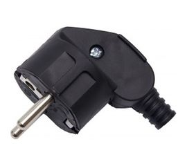 Угловая вилка STEKKER с заземляющим контактом, пластик 250В, 16A, IP20, черная, PPG16-41-202 39138 