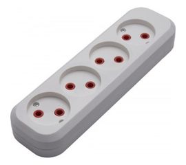 Переносная разборная розетка STEKKER 4 гнезда без заземления 250В 10A IP20 белая, PST10-400-20 39009 
