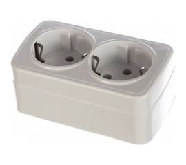 Накладная двухместная розетка STEKKER с заземл АВS 250В 16А IP20 серия Basic PST16-502-20 39034 