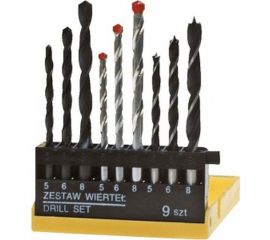 Набор сверл металл/бетон/дерево (9 шт; 5-8 мм) Top Tools 60H009 