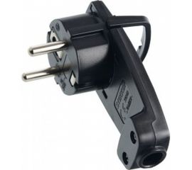 Угловая вилка STEKKER плоская с кольцом, с заземлением, 250В,16A, IP20, черная, PPG16-45-202 39040 