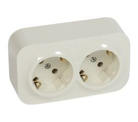 Розетка Legrand 2-м ОП Quteo 16А угол 45град. с заземлением, слоновая кость Leg 782243 255246 