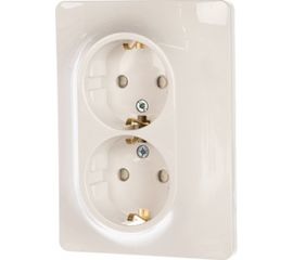 Двухместная розетка Schneider Electric СП Glossa защ. шторки, с заземлением, в сборе белая GSL000126 