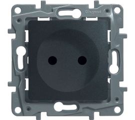 Механизм розетки Legrand 1-м СП Etika 2К+З защитные шторки, антрацит Leg 672622 437654 