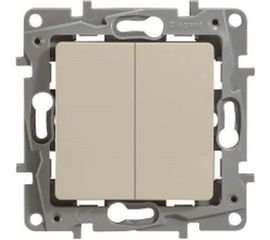 Механизм выключателя Legrand 2-кл. СП Etika 10А IP20 с подсветкой, слоновая кость Leg 672304 1066878 