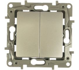 Механизм выключателя Legrand 2-клавишный СП Etika 10АX безвинтовые зажимы алюминий Leg 672402 