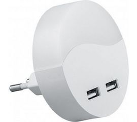 Светильник-ночник c USB выходами FERON 0,45W 230V круг, белый FN1122 41021 