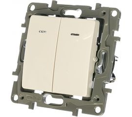 Механизм выключателя Legrand 2-кл. СП Etika 10А IP20 с подсветкой, белый Leg 672204 1066877 