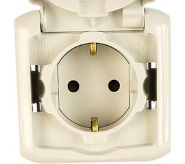 Розетка Legrand 1-м ОП Quteo 16А с защитной крышкой, защитные шторки, с заземлением IP44 серая Leg 782351 255252 