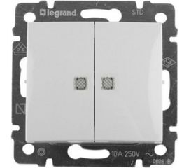 Двухклавишный выключатель Legrand Valena 774428 с подсветкой, белый 