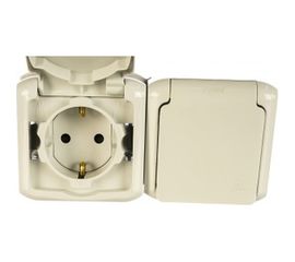 Розетка Legrand 2-м ОП Quteo 16А с защитной крышкой, защитные шторки, с заземлением IP44 серая Leg 782353 255253 