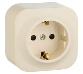 Розетка Legrand 2К+З шторки, слоновая кость 782250 