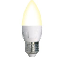Лампа Uniel LED-C37, 7W/3000K/E27/FR/DIM, PLP01WH, светодиодная, диммируемая, форма свеча UL-00004297 