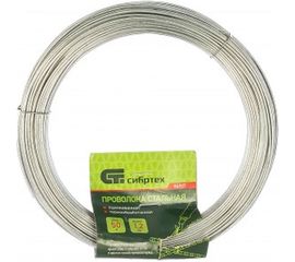 Стальная проволока СИБРТЕХ 50 м, оцинкованная, термообработанная 1,2 мм 84907 