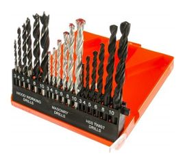 Набор сверл Sparta по бетону металлу дереву 3-4-5-6-8-10 мм 18 шт. пластиковый бокс цилиндрический хвостовик 725305 