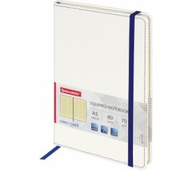 Блокнот BRAUBERG Office А5 148x218 мм, под кожу, резинка, 80 л, белый, 111029 