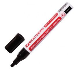 Лаковый маркер-краска 2-4 мм, черный, нитро-основа, алюминиевый корпус BRAUBERG 150877 