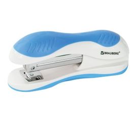 Степлер №24/6, 26/6 BRAUBERG JET, до 20 листов, эргономичный, бело-голубой, 227760 