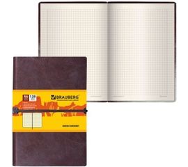 Блокнот BRAUBERG Western малый формат, 100x150 мм, А6, 128 л, гладкий кожзам, резинка, клетка 125241 