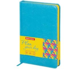 Недатированный ежедневник BRAUBERG Rainbow А5 138x213 мм, кожзам, 136 л, бирюзовый 111666 