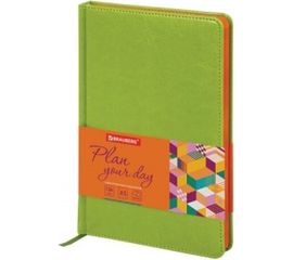 Недатированный ежедневник BRAUBERG Rainbow А5 138x213 мм, кожзам, 136 л, зеленый 111669 