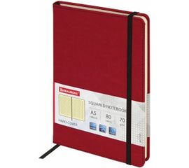 Блокнот BRAUBERG Office А5 148x218 мм, под кожу, резинка, 80 л, красный, 111030 