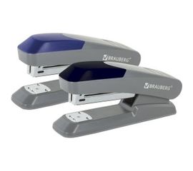 Серый степлер BRAUBERG №24/6, 26/6 Quantis 222554 