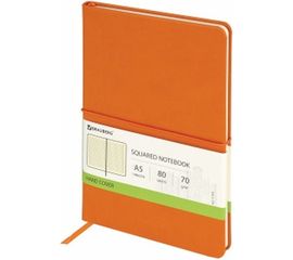 Блокнот BRAUBERG Metropolis X А5 148x218 мм, под кожу, резинка, 80 л, оранжевый, 111032 