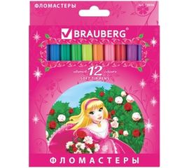 Фломастеры BRAUBERG Rose Angel, 12 цветов вентилируемый колпачок, 150556 