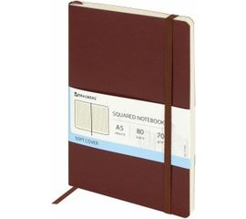 Блокнот BRAUBERG Metropolis Ultra А5 148x218 мм, под кожу, резинка, 80 л, коричневый, 111023 