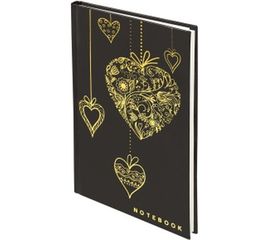 Блокнот BRAUBERG А5 135 х206 мм, 80л, тверд. переплет, клетка, фольга, Сердечки, 126052 