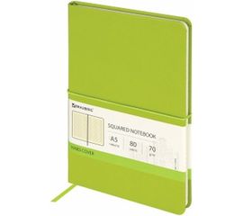 Блокнот BRAUBERG Metropolis X А5 148x218 мм, под кожу, резинка, 80 л, светло-зеленый, 111033 