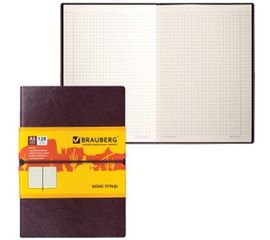 Блокнот BRAUBERG Western А5 148х218 мм, 128 л, гладкий кожзам, резинка, клетка, коричневый, 125238 