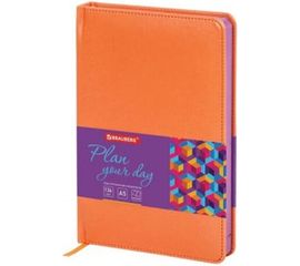 Недатированный ежедневник BRAUBERG Rainbow А5 138x213 мм, кожзам, 136 л, оранжевый 111668 