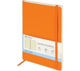 Блокнот BRAUBERG Metropolis Ultra А5 148x218 мм, под кожу, резинка, 80 л, оранжевый, 111019 