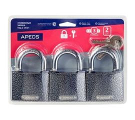 Навесные замки Apecs PD-01-63-Blister 3Locks+5Keys 17792 