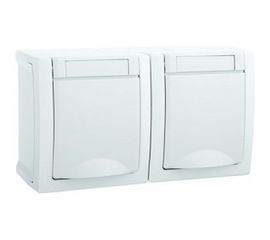 Блок розетка Panasonic 2гн с/з с крышкой горизонтальный белый IP54 PACIFIC Pan WPTC4800-2WH-RES 