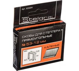 Cкоба каленая (1000 шт; 12x0.7 мм; Тип 53) для мебельного степлера Stelgrit 655004 