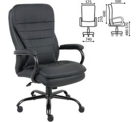 Офисное кресло, усиленная конструкция, нагрузка до 200 кг, экокожа, BRABIX Heavy Duty HD-001 531015 