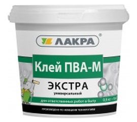 Универсальный клей ПВА-М Лакра Экстра 0,9 кг 90002427657 