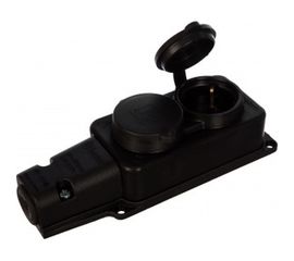 Каучуковая колодка 2 гнезда с з/к и крышкой 220В 16А, IP54, чёрная BEMIS BK1-1402-2612/3612 8698523906125 