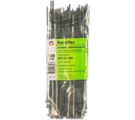 Нейлоновые стяжки с металлическим зубом FORTISFLEX КСЗ 4x200 черный 100 штук 61337 