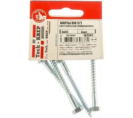 Сантехнический болт DIN 571 оцинкованный 6х60, 4шт - пакет Tech-Krep 102582 