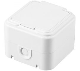 Розетка STEKKER с заземляющим контактом, пластик АВС, 250В, 16А, IP44, белая, PST16-21-44 RA 32740 