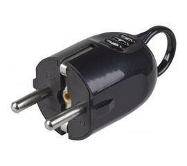 Разборная угловая вилка IEK ВПу12-02-Ст, с заземляющим контактом, с кольцом, 16А, черная EVP12-16-01-K02 