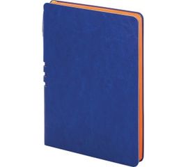 Блокнот BRAUBERG NEBRASKA А5 140x200 мм, 112 л, гибкий кожзам, ручка, линия, синий, 110948 