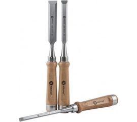 Набор плоских стамесок: 8, 16, 22мм, длина 140мм, CR-V, деревянные рукоятки, 3шт КОБАЛЬТ 245-862 