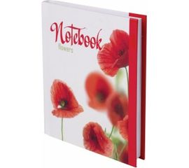Блокнот BRAUBERG 110 х147 мм, А6, 80л, ламинир. обложка, выборочн. лак, клетка, Красные маки, 123243 