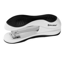 Степлер №24/6, 26/6 BRAUBERG JET, до 20 листов, эргономичный, бело-черный, 227797 