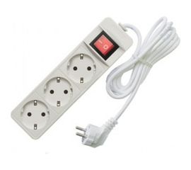 Бытовой удлинитель СОЮЗ ТМ 3500 Вт, с заземлением, выключатель, 3гнезда, ПВС, 7м 481S-8307 